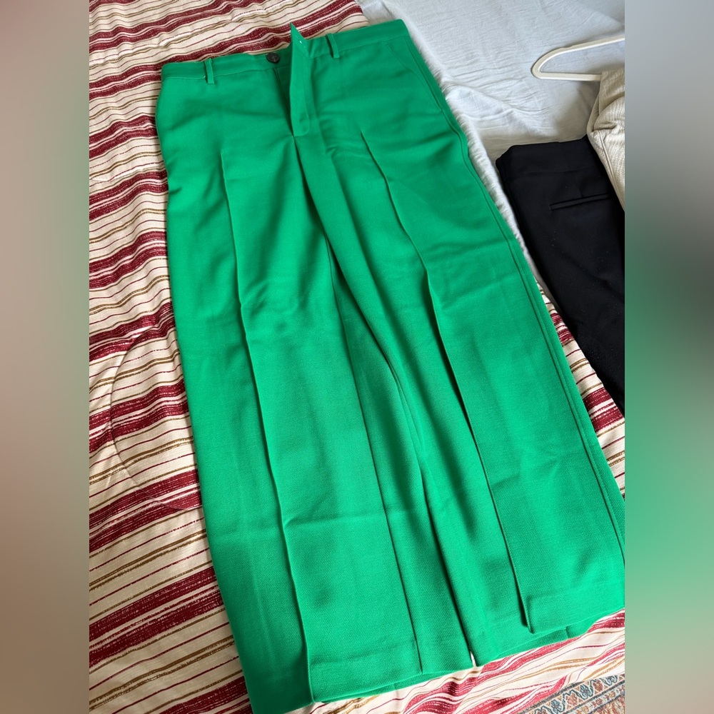 Zara Vibrant Green wide leg pants